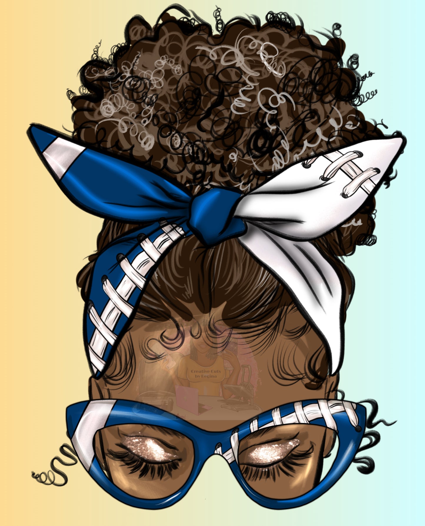 Blue_white messy bun