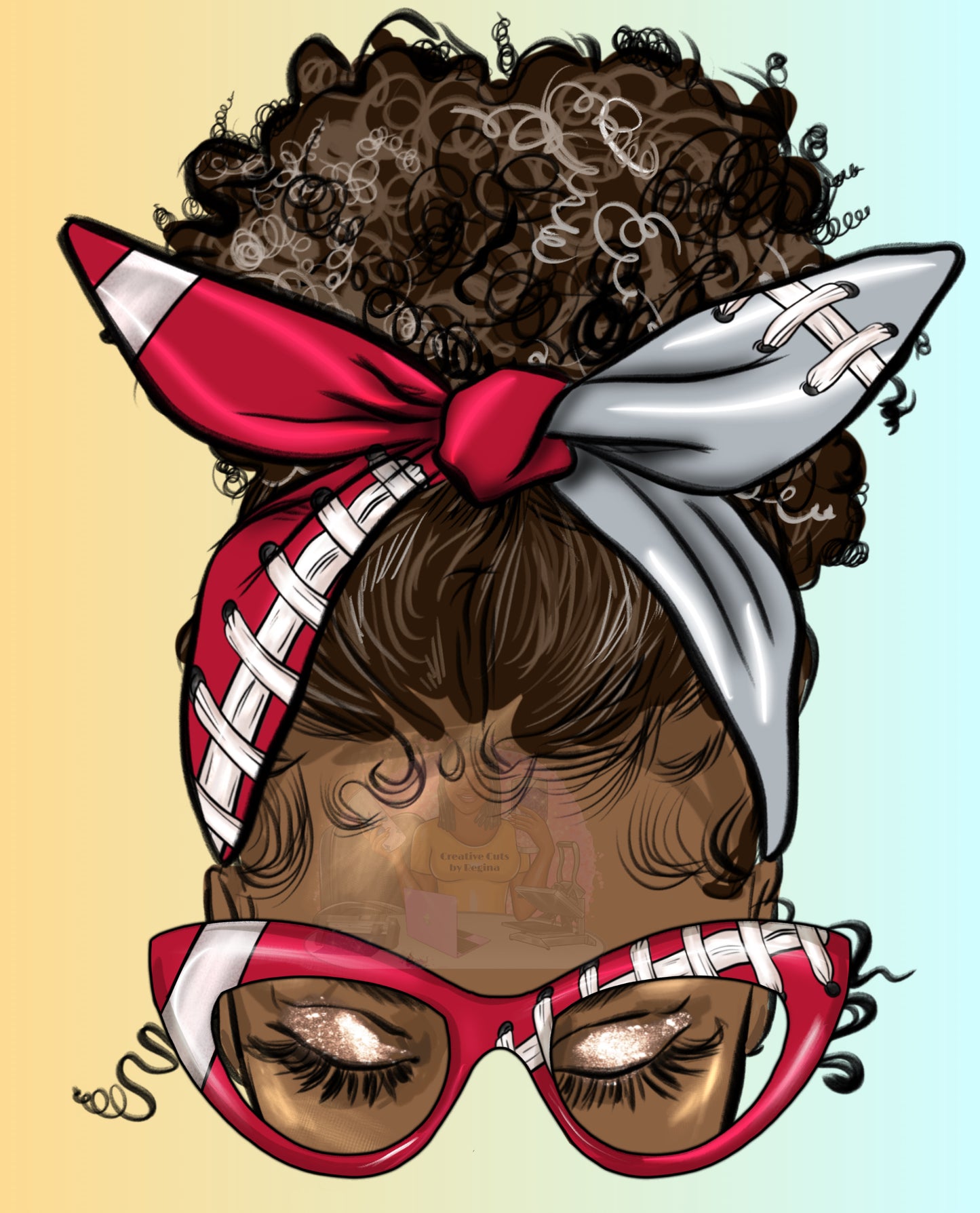 Red_gray messy bun
