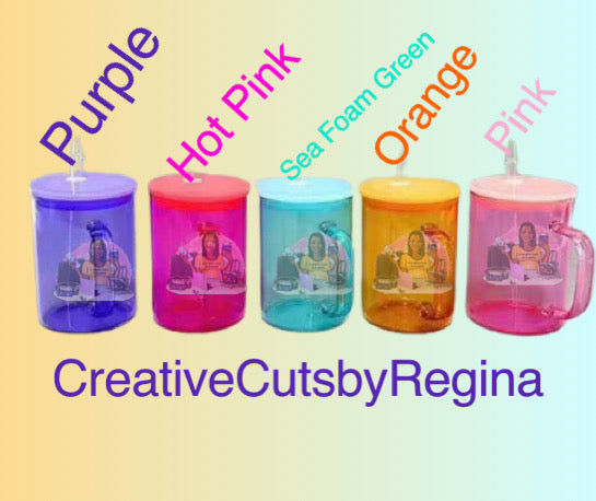 Handle Libbey Jelly Mug w/color lid & straw *BLANK NO DESIGN*