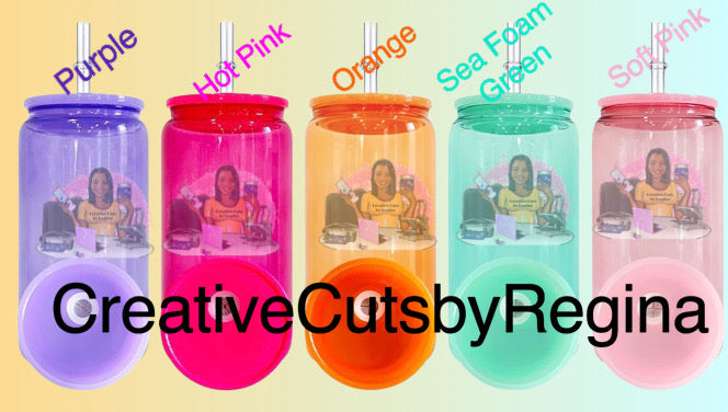 16 oz Libbey Jelly Glass w/colored lids and straw