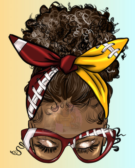 Burgundy_yellow messy bun