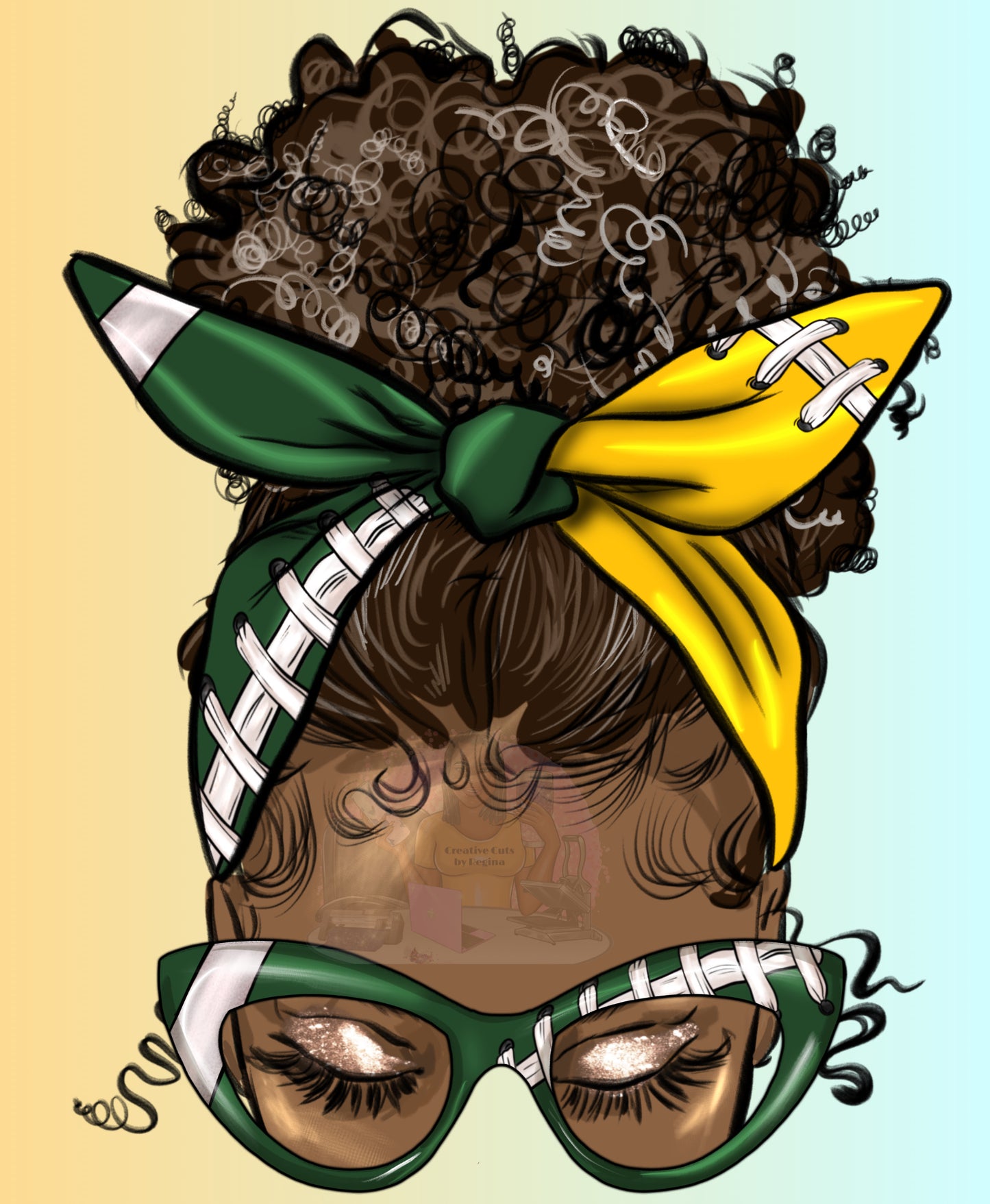 Green_yellow messy bun