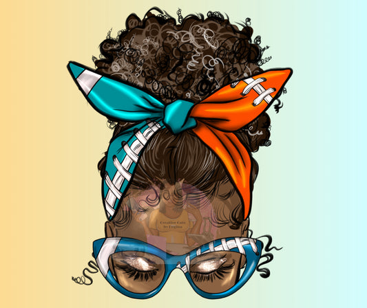 Aqua _Orange messy bun