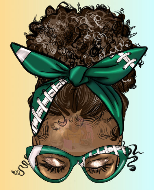 Green_white messy bun