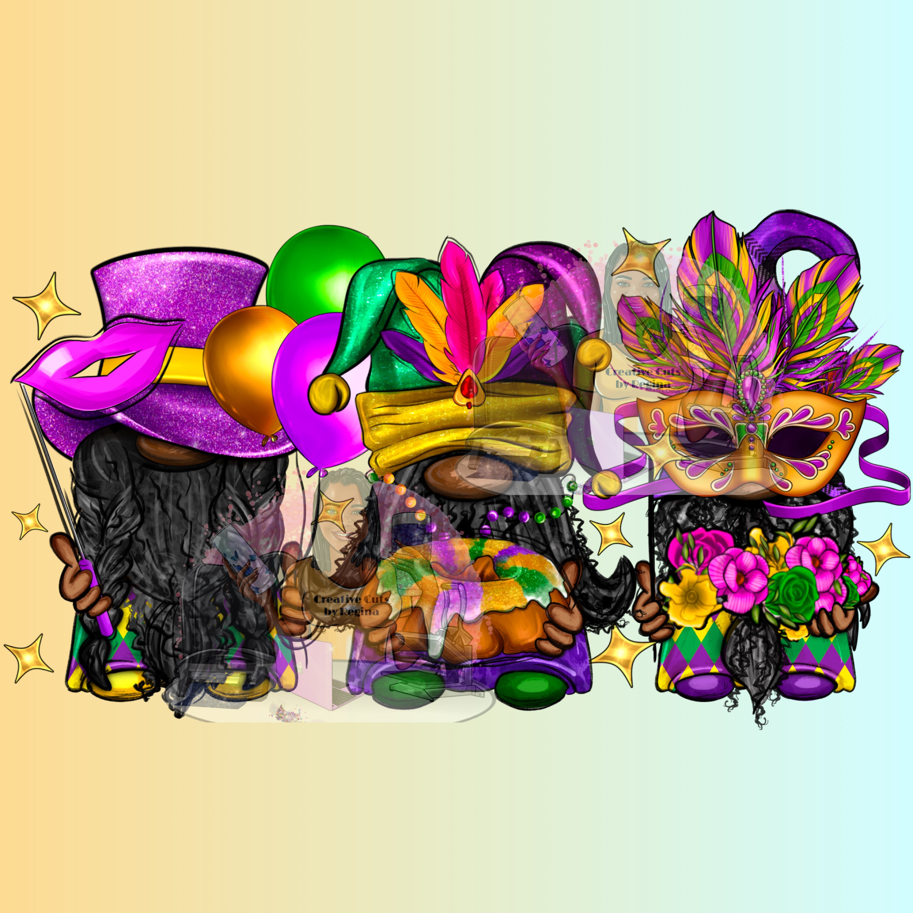 Mardi Gras_gnomes – CREATIVE CUTS BY REGINA